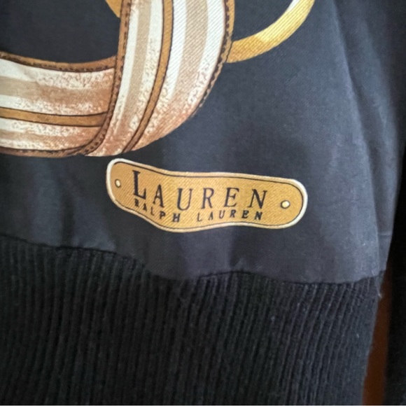 Lauren Ralph Lauren Black Silk/Cashmere Equestrian Cardigan Sweater MP - Picture 2 of 9